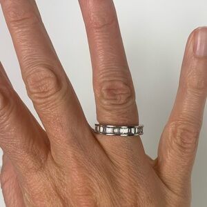 Sterling Silver Cubic Zirconia Baguette Eternity Band Ring Size 7